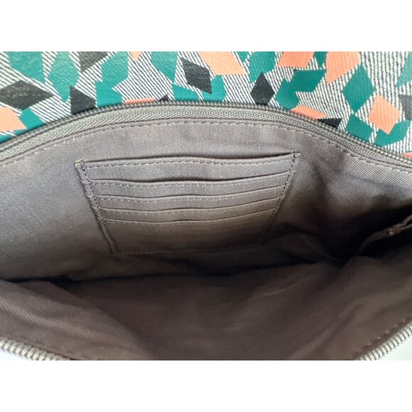 Fossil Crossbody Morgan Traveler Bag Adjustable Strap Geometric Green Coral - Picture 2 of 6
